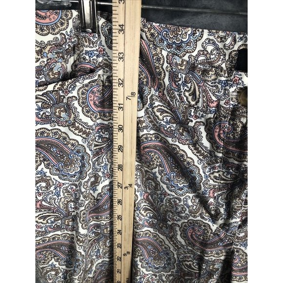 Talbots The Perfect Crop Women's Beige Multi Paisley Cotton Stretch Pants SZ-22 - Picture 8 of 16
